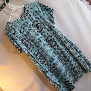 H&M size 12  just about to the knee dress * turquoise/gray/brown print